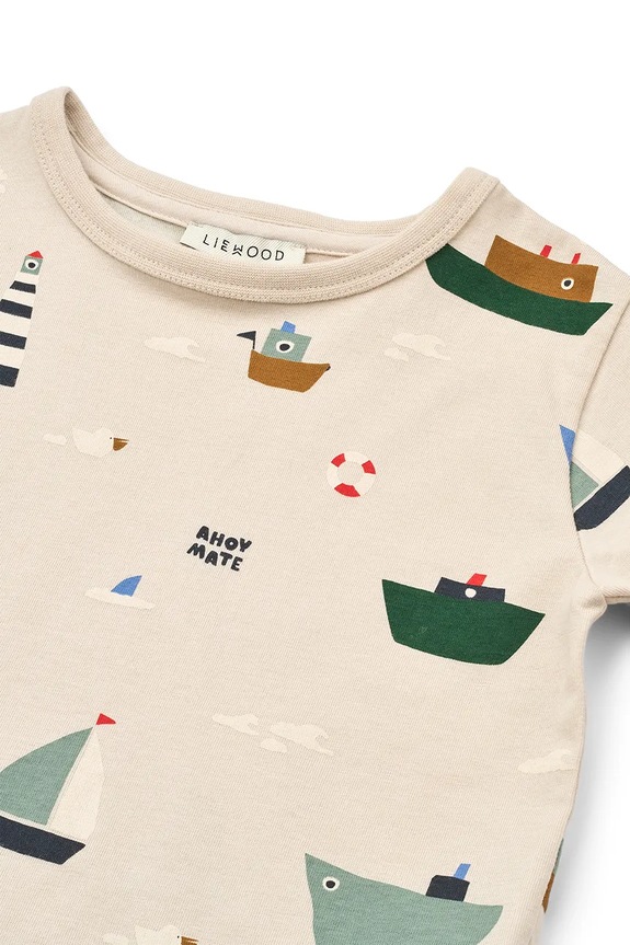 Dječaci Dječja pamučna majica kratkih rukava Liewood Apia Printed Shortsleeve T-shirt LW20670.PPY2 bež