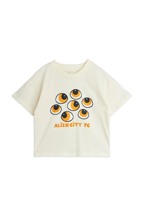 Mini Rodini t-shirt per bambini in cotone Eyes beige 26220132