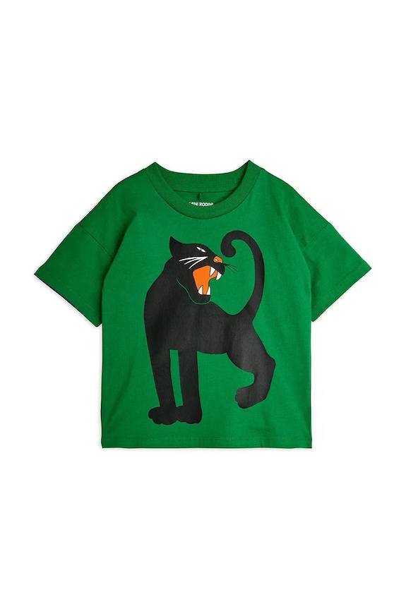 Detské bavlnené tričko Mini Rodini Panther bavlna zelená 11000336