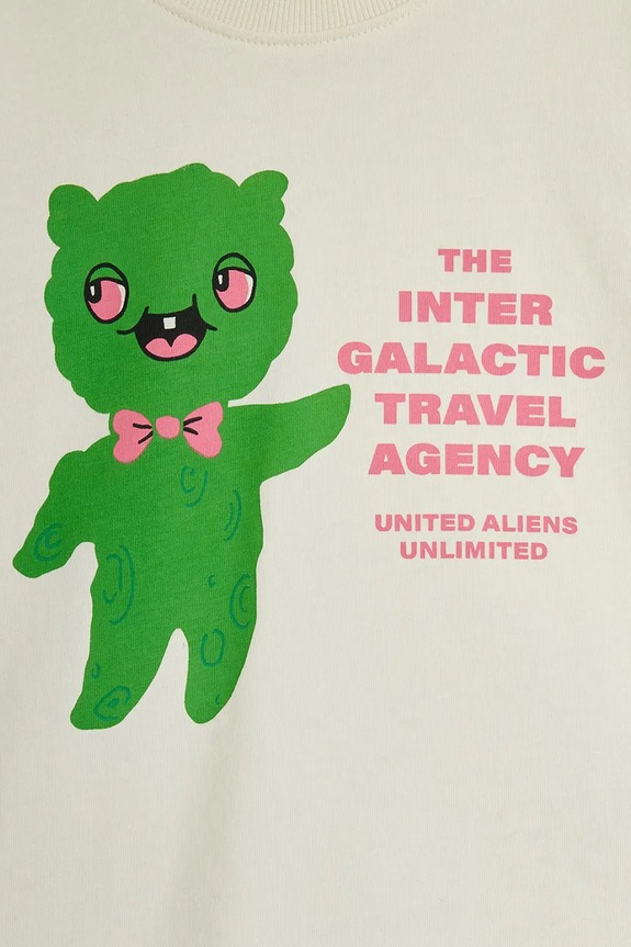 Mini Rodini tricou de bumbac pentru copii Alien travel agency bej 26220123