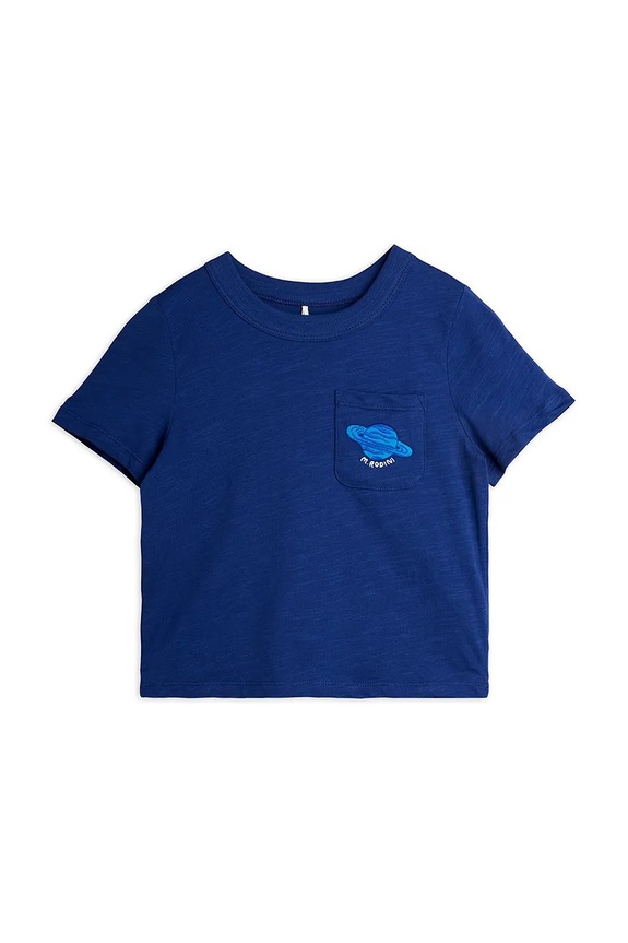 Mini Rodini t-shirt bawełniany dziecięcy Planet aplikacja granatowy 26220139