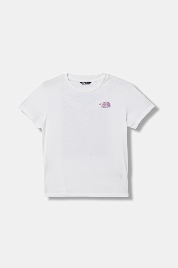 The North Face t-shirt dziecięcy bawełniany G FLORA RELAXED SS TEE NF0A8G1MFN41 biały SS26