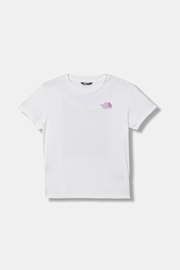 The North Face t-shirt dziecięcy bawełniany G FLORA RELAXED SS TEE NF0A8G1MFN41 biały SS26