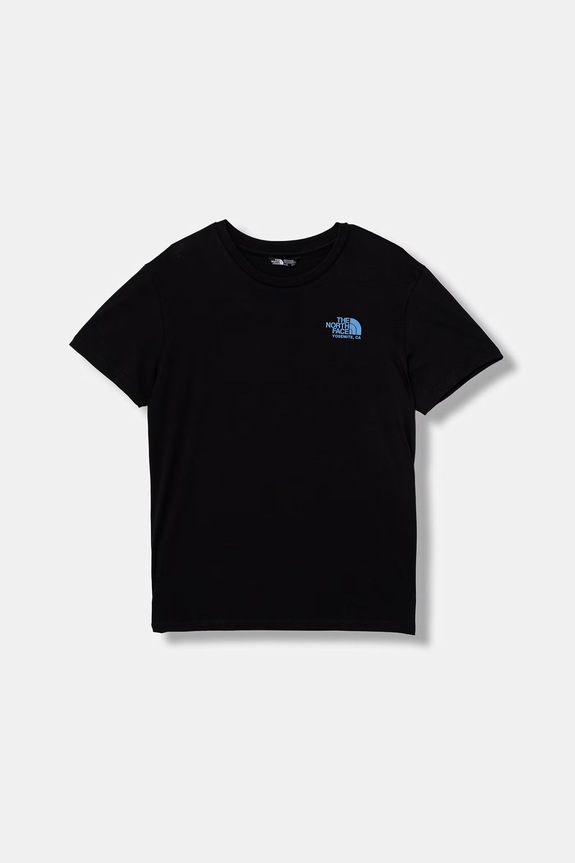 The North Face t-shirt dziecięcy bawełniany G FLORA RELAXED SS TEE NF0A8G1MJK31 czarny SS26