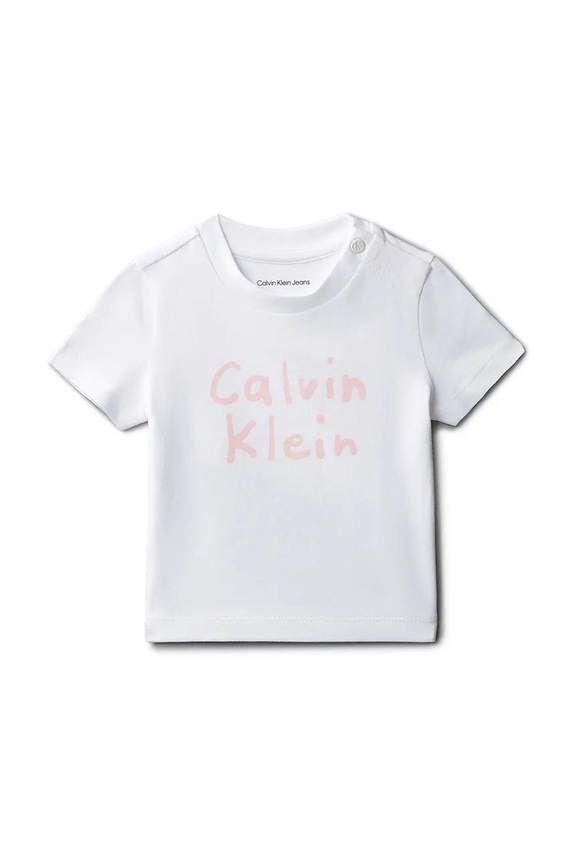 Calvin Klein Jeans T-shirt niemowlęcy z bawełną biały LVCKSJA52B.PPY2