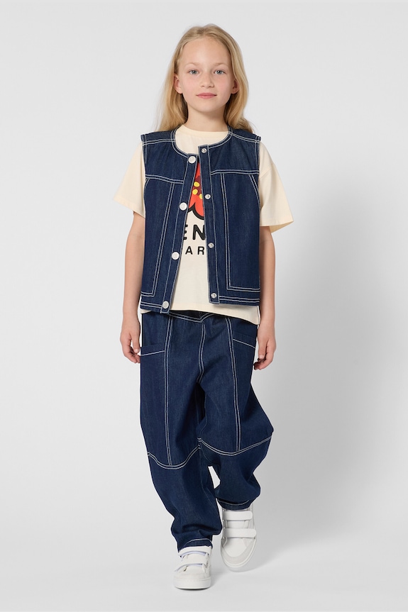 Παιδικό βαμβακερό μπλουζάκι Kenzo Kids K61698.162 μπεζ