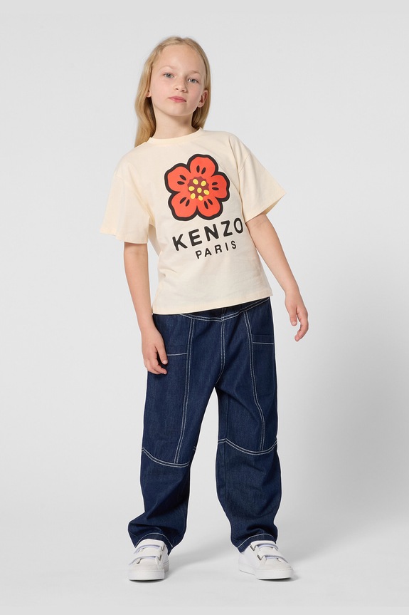 Dječja pamučna majica kratkih rukava Kenzo Kids print bež K61698.114.150