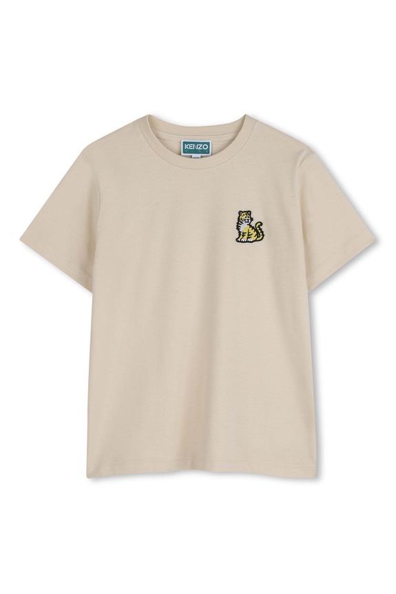 Dječja pamučna majica kratkih rukava Kenzo Kids natpis bež K61700.162