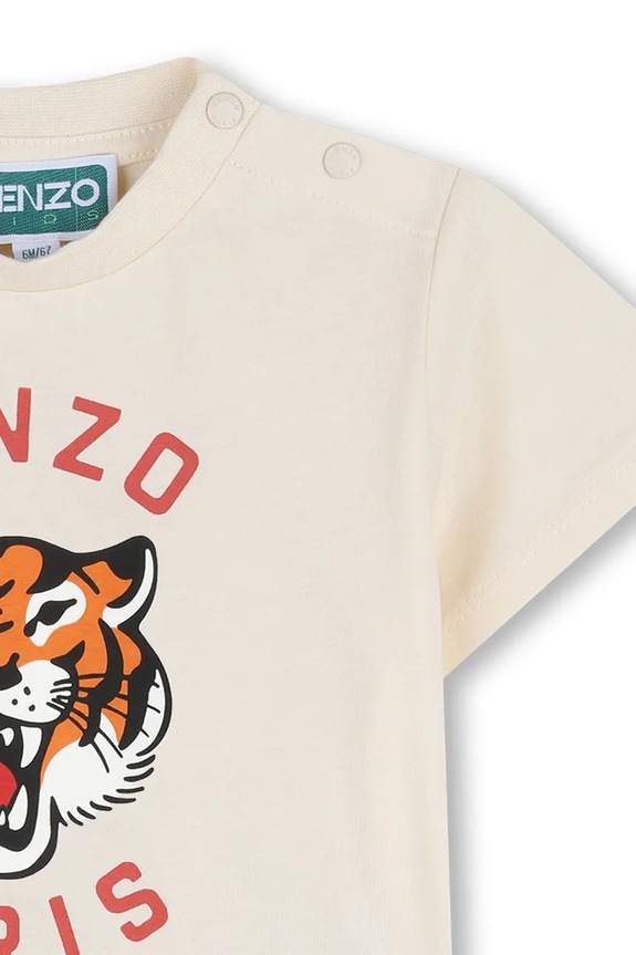 Αγορίστικα Μωρό βαμβακερό μπλουζάκι Kenzo Kids K61718.71.81 μπεζ