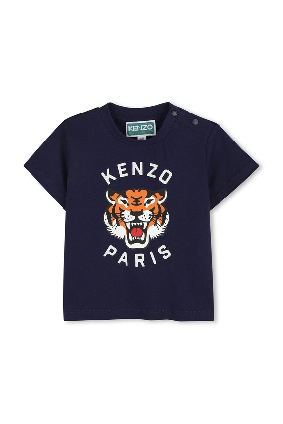 Pamučna majica kratkih rukava za bebe Kenzo Kids print mornarsko plava K61718.71.81