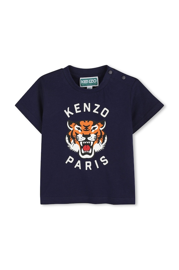 Pamučna majica kratkih rukava za bebe Kenzo Kids print mornarsko plava K61718.71.81
