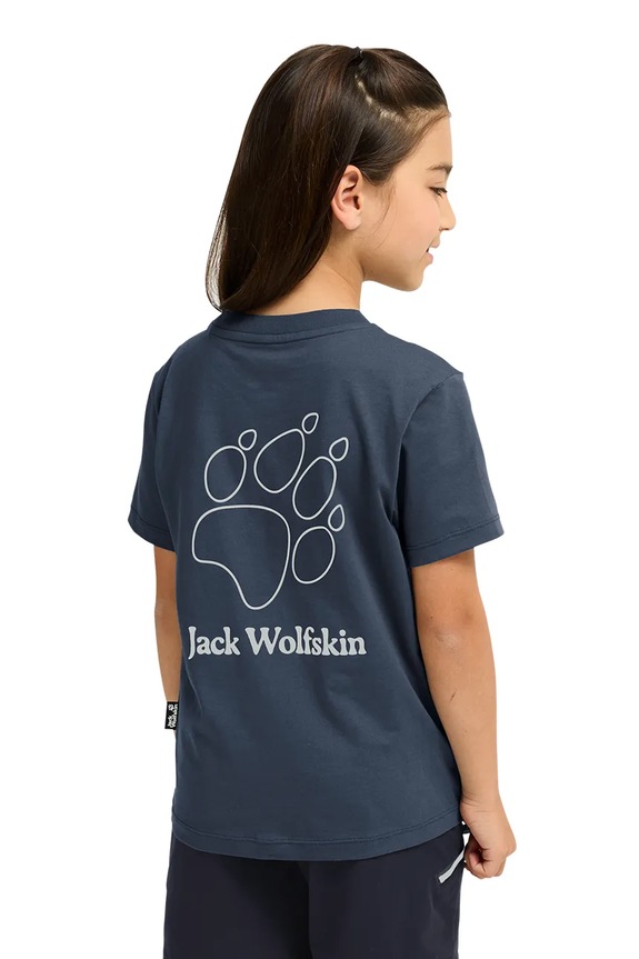 Jack Wolfskin t-shirt Παιδικό βαμβακερό PAW T K σκούρο μπλε A65937.104.152