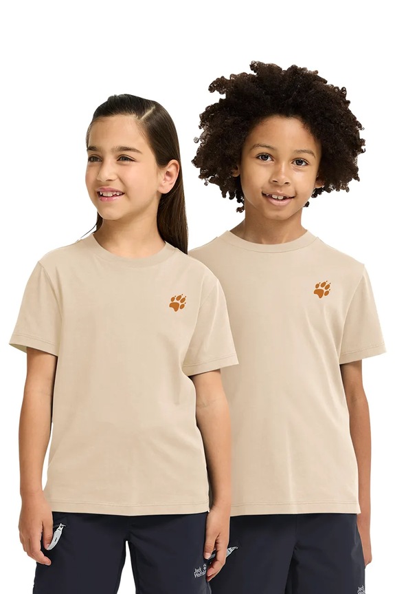 Jack Wolfskin t-shirt παιδικό βαμβακερό PAW T K μπεζ A65937.104.152