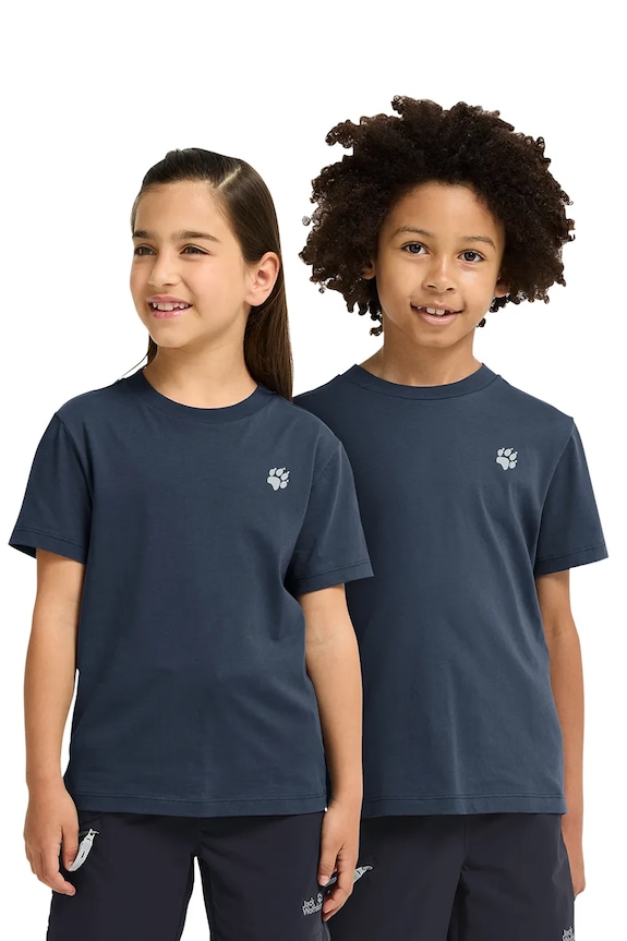 Jack Wolfskin t-shirt Παιδικό βαμβακερό PAW T K σκούρο μπλε A65937.164