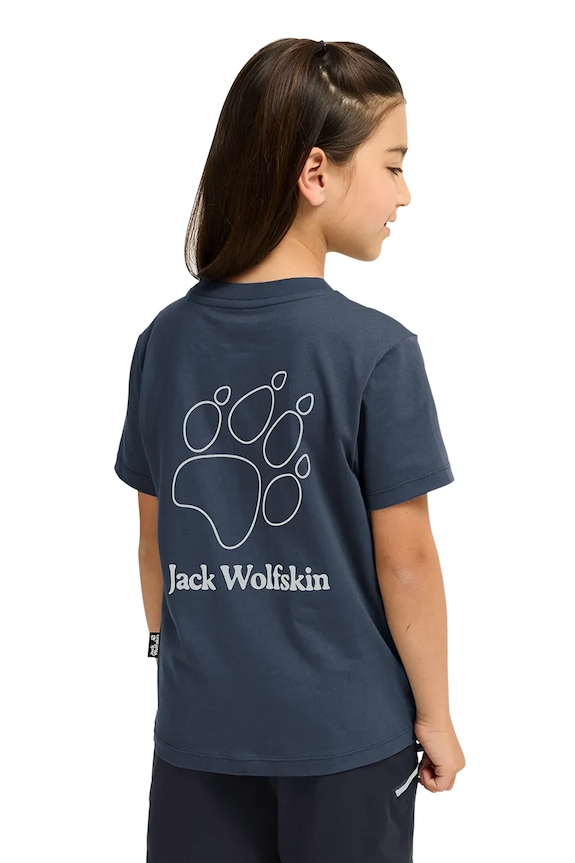 Jack Wolfskin t-shirt Παιδικό βαμβακερό PAW T K σκούρο μπλε A65937.164