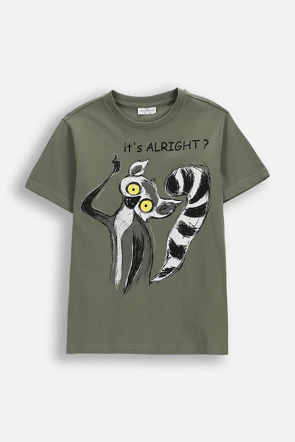 Coccodrillo t-shirt bawełniany dziecięcy nadruk zielony WC6143214VBA