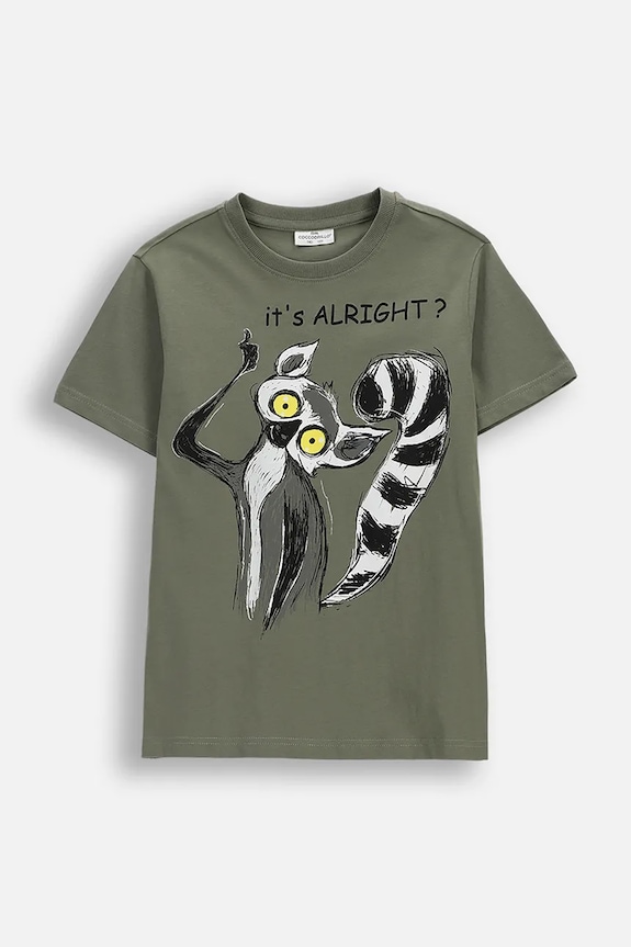 Coccodrillo t-shirt bawełniany dziecięcy nadruk zielony WC6143214VBA