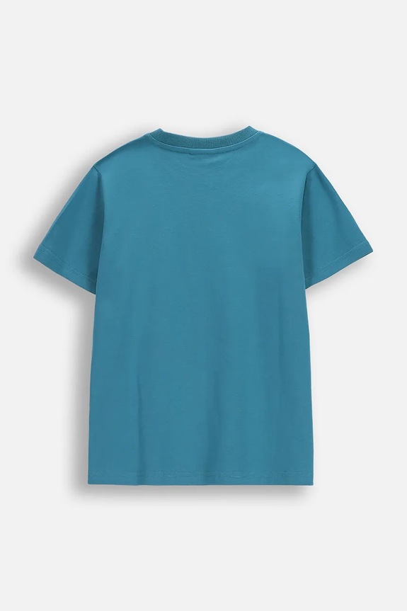 Coccodrillo t-shirt bawełniany dziecięcy WC6143215VBA turkusowy SS26