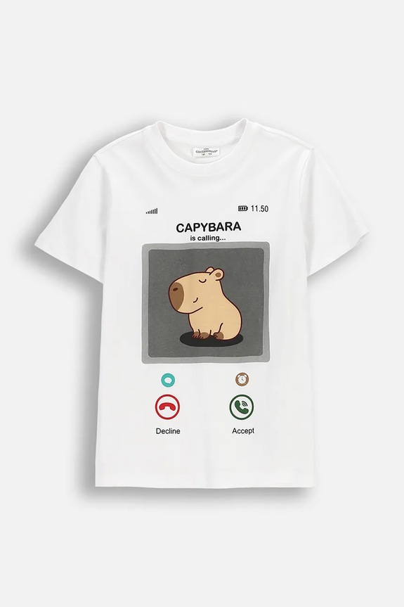 Dětské bavlněné tričko Coccodrillo kulatý bílá WC6143217VBA