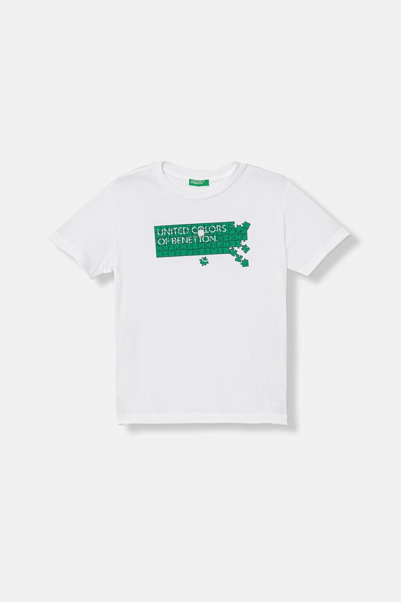 United Colors of Benetton T-shirt per bambini in cotone bianco 3I1XC10S4.G.Stagionale