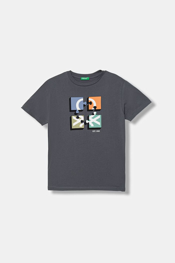 United Colors of Benetton t-shirt παιδικό βαμβακερό γκρί 3I1XC10S4.G.Stagionale