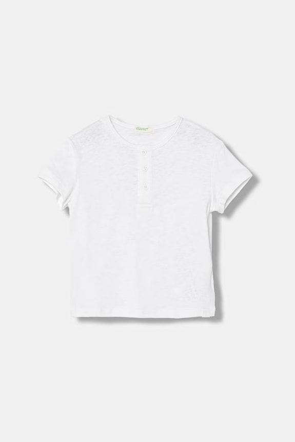 United Colors of Benetton tričko dojčenské s ľanom biela 34I0A107E.W.Stagionale