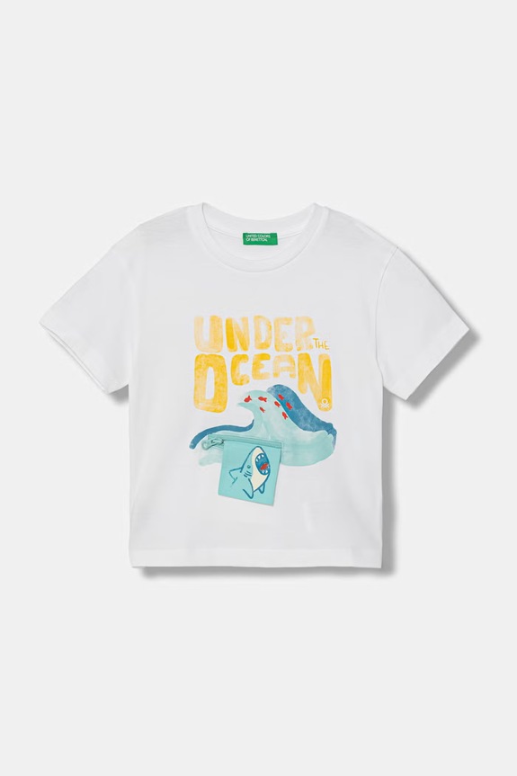 United Colors of Benetton T-shirt παιδικό βαμβακερό λευκό 3I1XG10NB.P.seasonal