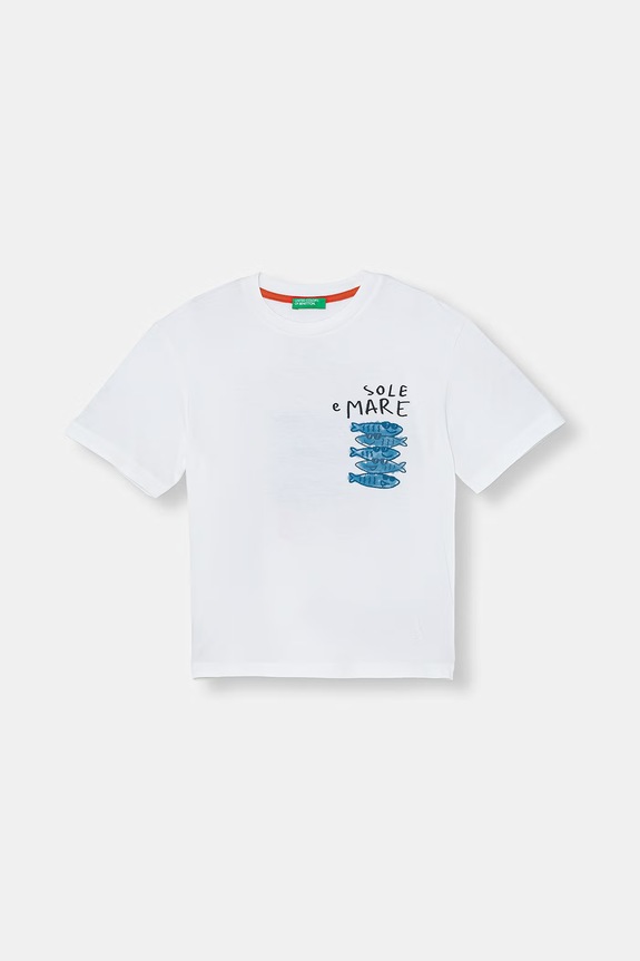 United Colors of Benetton T-shirt παιδικό βαμβακερό 3I1XG10N8.P.seasonal λευκό SS26