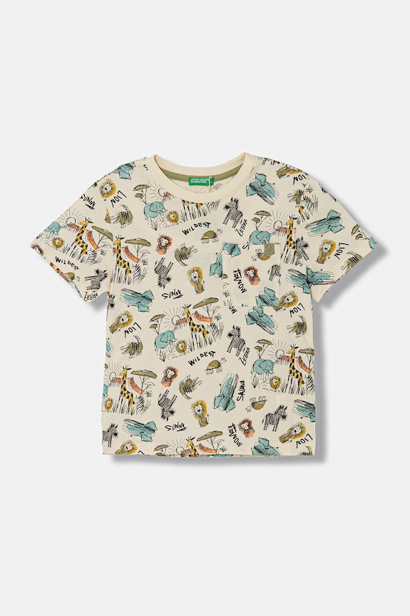 United Colors of Benetton majica za djecu od pamuka bež 34UTG10N2.P.seasonal