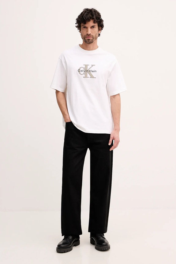 Calvin Klein Jeans t-shirt bawełniany LV04RE815G beżowy SS26