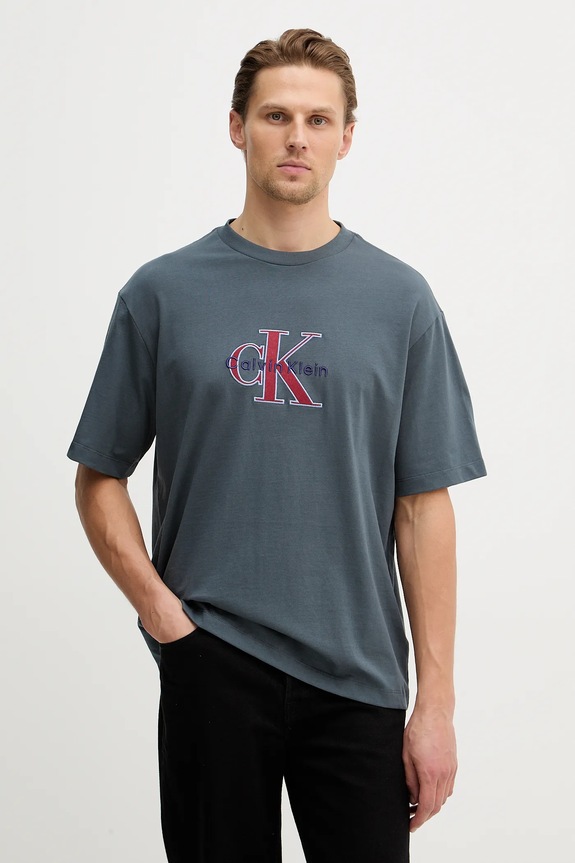 Calvin Klein Jeans tricou din bumbac imprimeu gri LV04RE815G