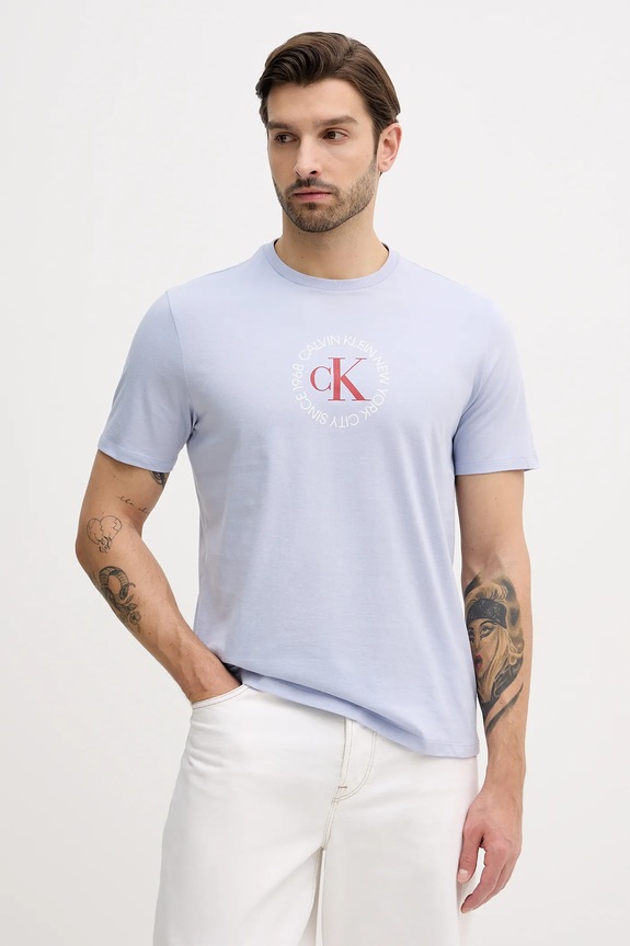 Βαμβακερό μπλουζάκι Calvin Klein Jeans βαμβάκι μπλε LV14RE816G