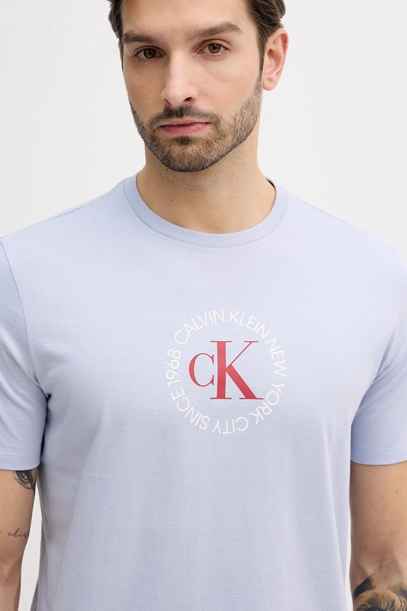 Βαμβακερό μπλουζάκι Calvin Klein Jeans μπλε LV14RE816G