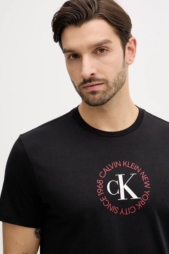 Βαμβακερό μπλουζάκι Calvin Klein Jeans μαύρο LV14RE816G