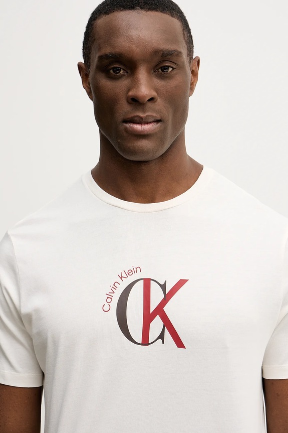 Calvin Klein Jeans t-shirt bawełniany beżowy LV14RE829G