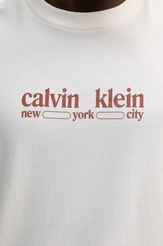 Βαμβακερό μπλουζάκι Calvin Klein Jeans LV14RE831G μπεζ