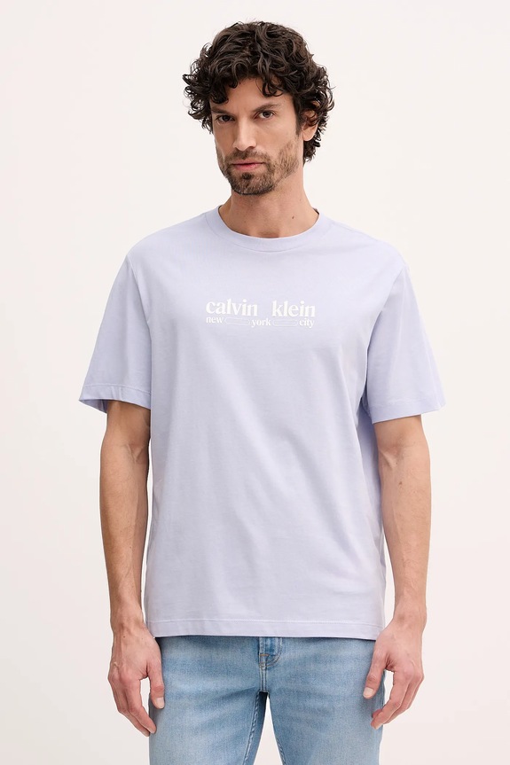 Calvin Klein Jeans t-shirt bawełniany nadruk niebieski LV14RE831G