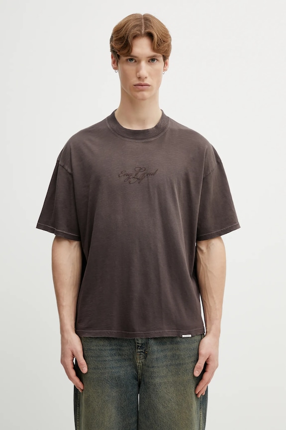 Represent tricou din bumbac England print maro MLM100873.17