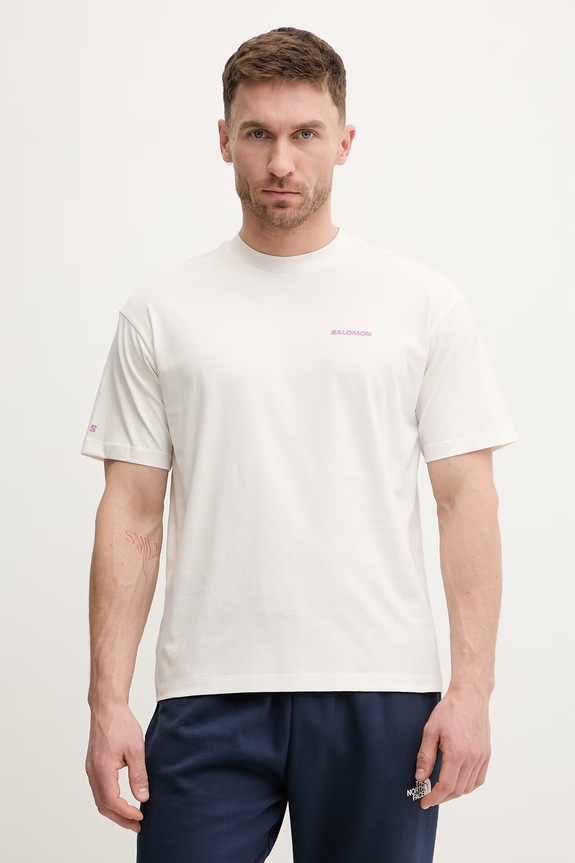 Odzież Salomon t-shirt bawełniany WILD RAYS LC2832800 beżowy