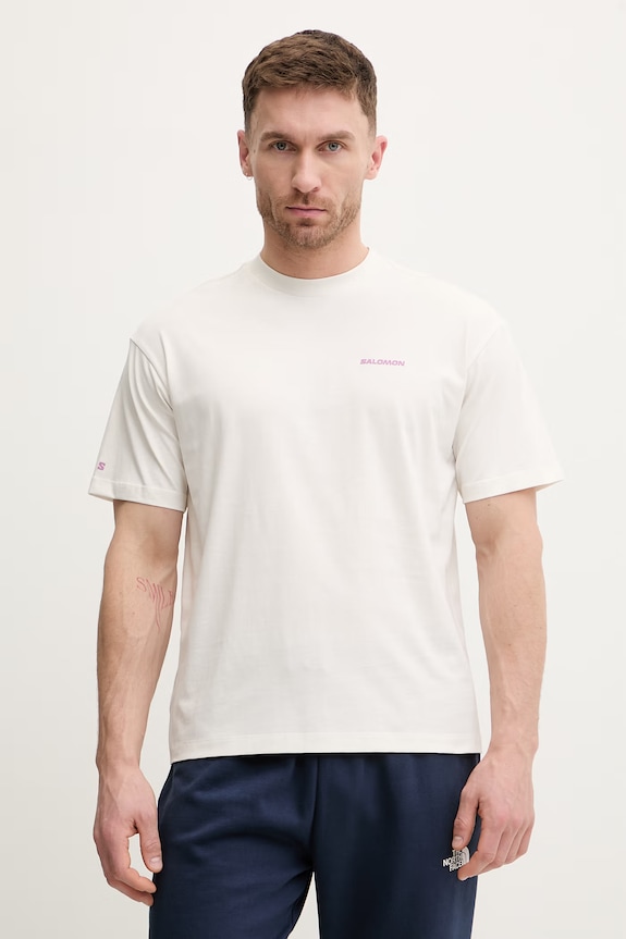 Odzież Salomon t-shirt bawełniany WILD RAYS LC2832800 beżowy