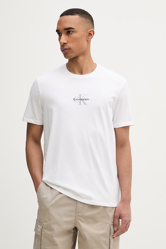 Calvin Klein Jeans t-shirt Ανδρικό βαμβακερό βαμβάκι λευκό LV04RB866G