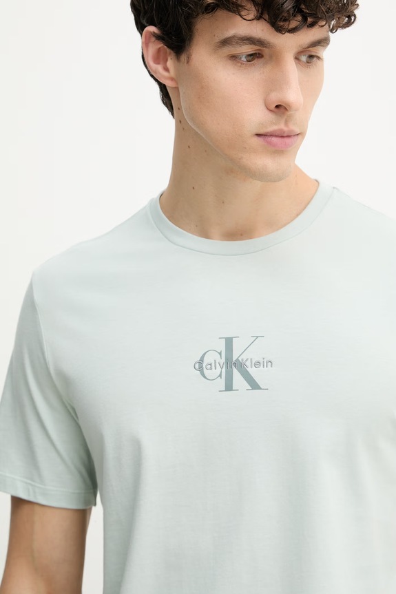Calvin Klein Jeans Tricou bărbătesc de bumbac turcoaz LV04RB866G