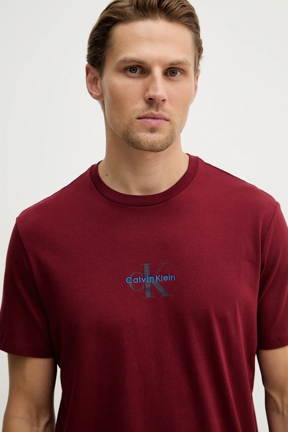 Calvin Klein Jeans tricou pentru bărbați din bumbac burgundia LV04RB866G