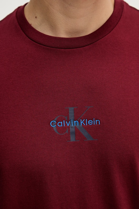 Calvin Klein Jeans tricou pentru bărbați din bumbac LV04RB866G burgundia