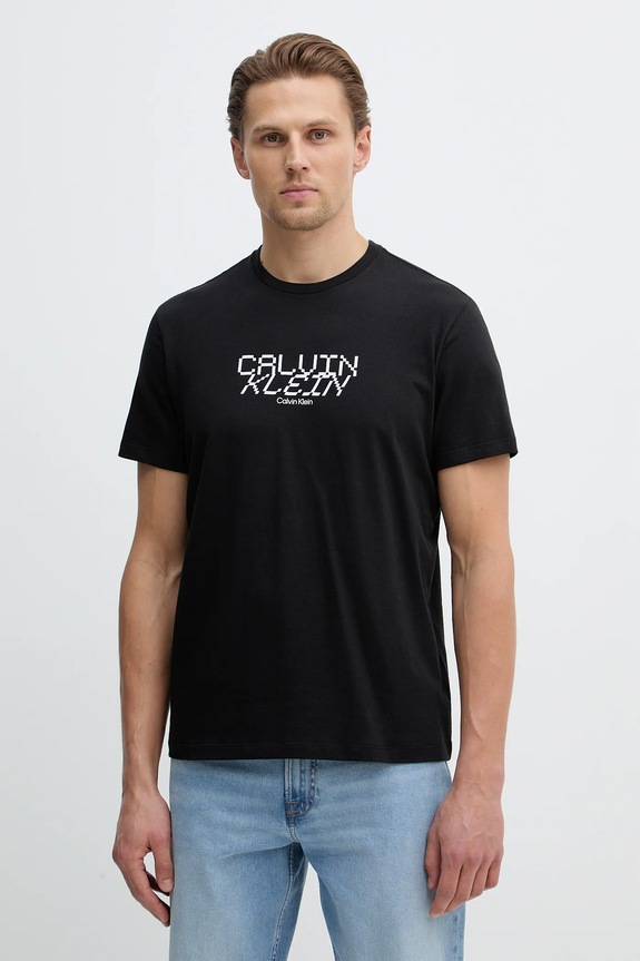 Calvin Klein Jeans t-shirt bawełniany nadruk czarny LV14RE818G