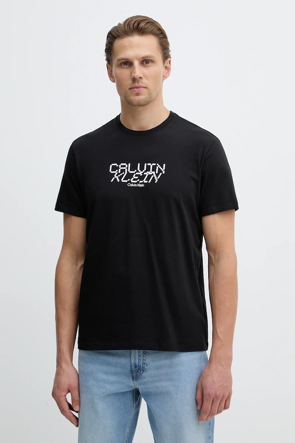 Calvin Klein Jeans t-shirt bawełniany nadruk czarny LV14RE818G