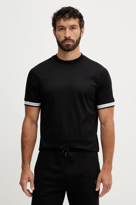 Karl Lagerfeld tricou din bumbac uni negru 561200.755001