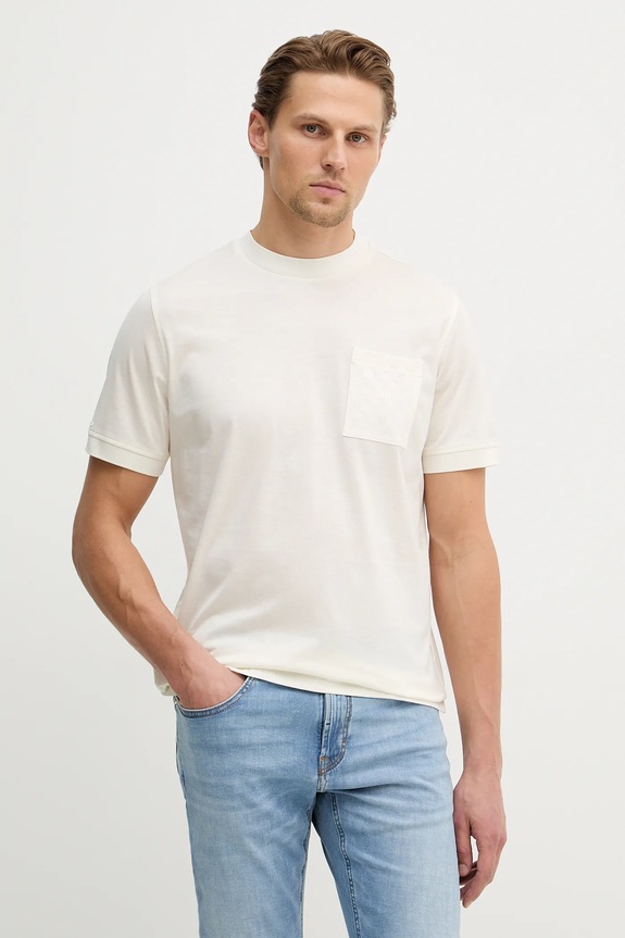 Karl Lagerfeld tricou din bumbac uni bej 561200.755004