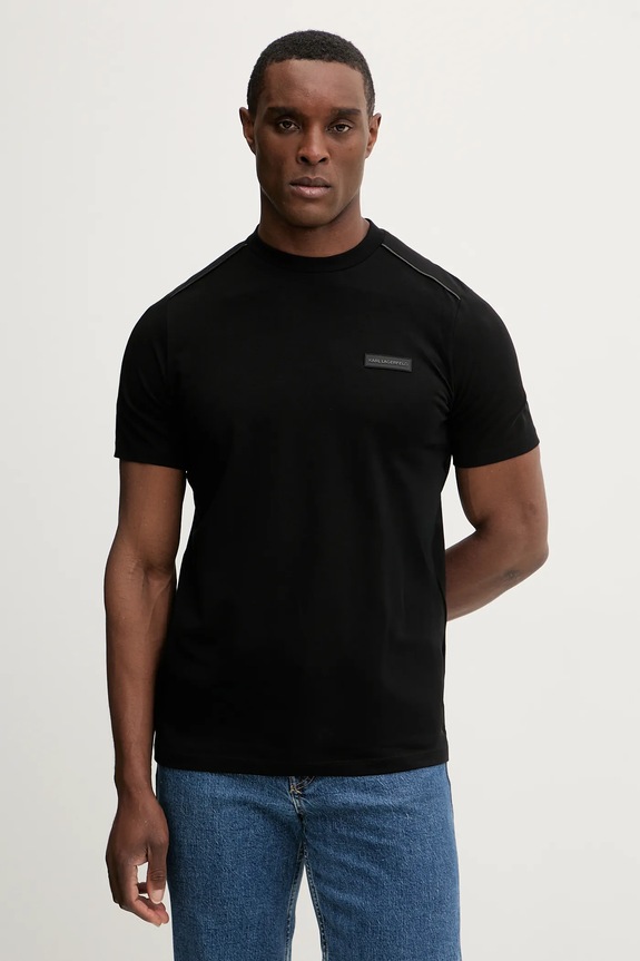 Karl Lagerfeld t-shirt elasztánnal fekete 561221.755020