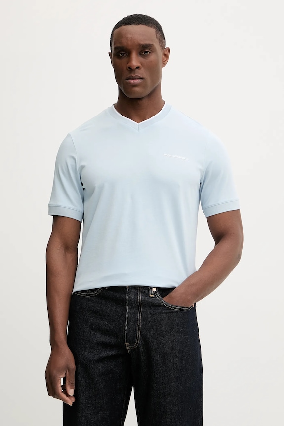 Karl Lagerfeld t-shirt elasztánnal kék 561221.755021